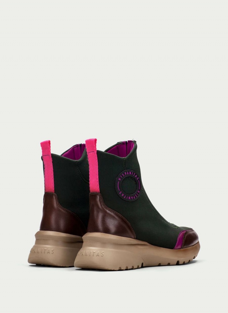 Hispanitas Polinesia レディース Sport Ankle Boots ブラウン 緑 | QGC5354KB